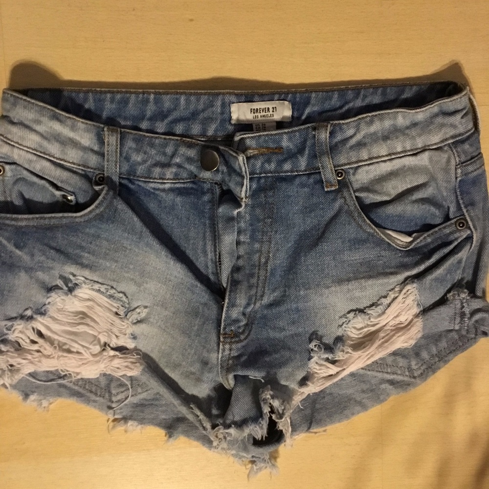 Light Blue Distressed Shorts